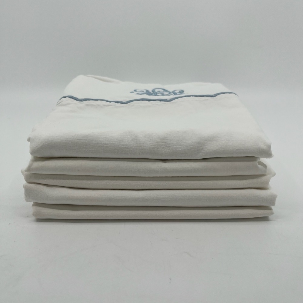 Wamsutta Pillowcases Standard LOT of 5 Cotton Blue Monogram JFC Embroidered USA